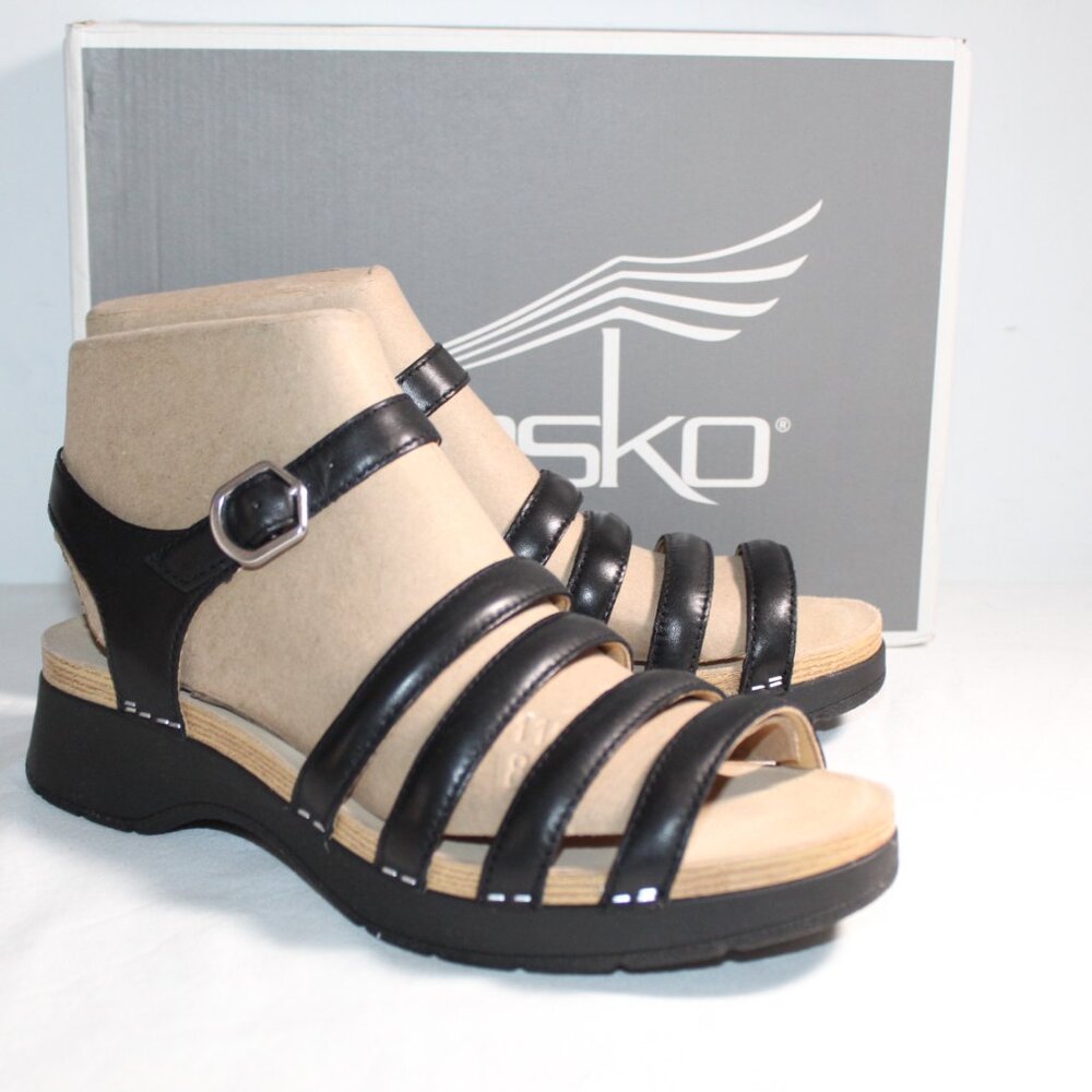 NWB Dansko Roxie Nappa Black Ankle Strap Sandals 40